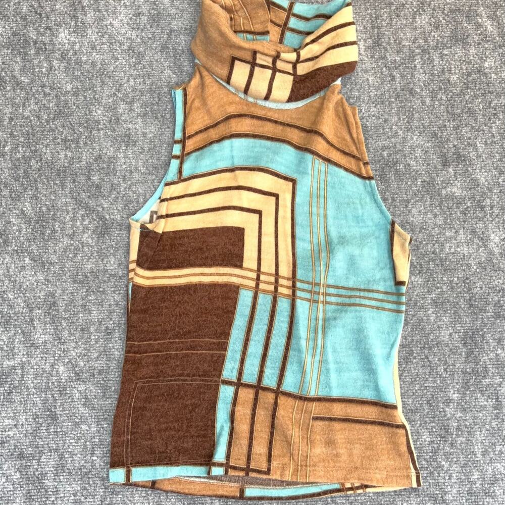 Liz Williams 90s Sample Cowl Neck Sweater M USA Geometric Knit Designer Top